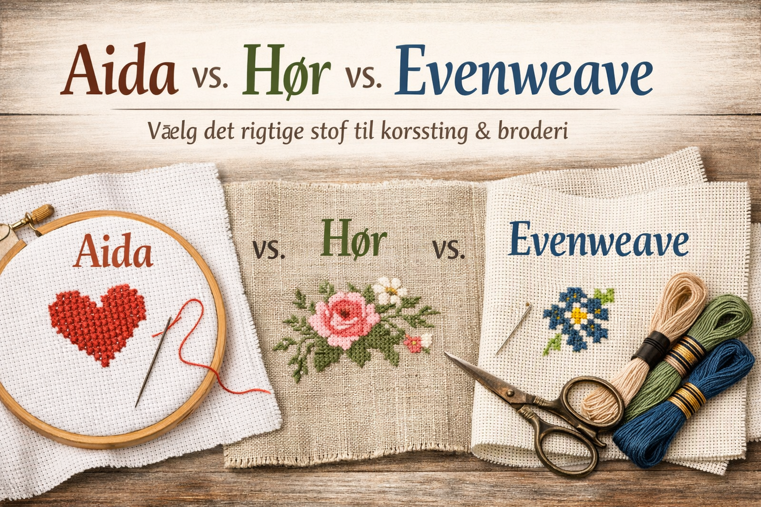 Aida, hør eller evenweave? Sådan vælger du det rigtige stof til korssting og broderi