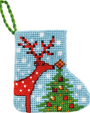 Rensdyr Lille Julestok – Broderikit (7 x 7 cm)