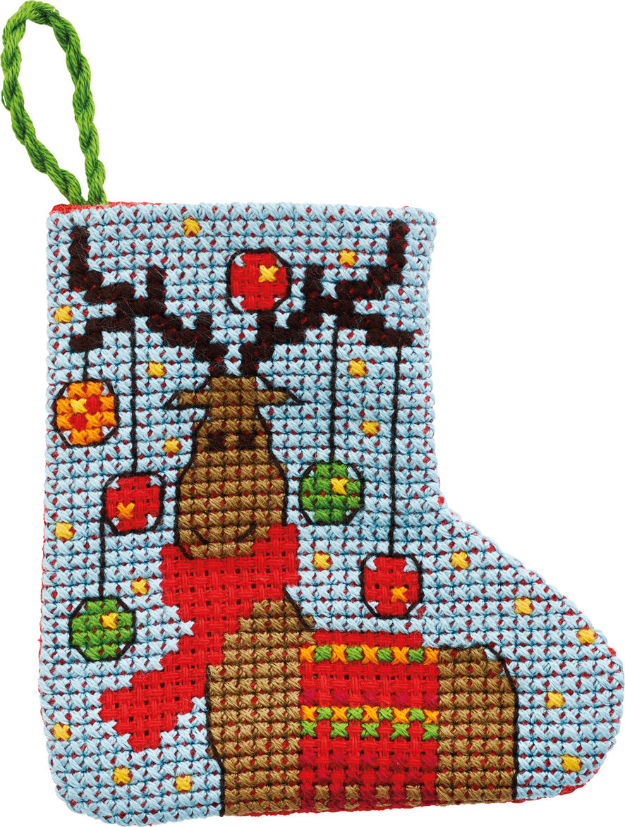 Elg Lille Julestok – Broderikit (7 x 7 cm)