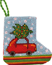 Julebil Lille Julestok – Broderikit (7 x 7 cm)