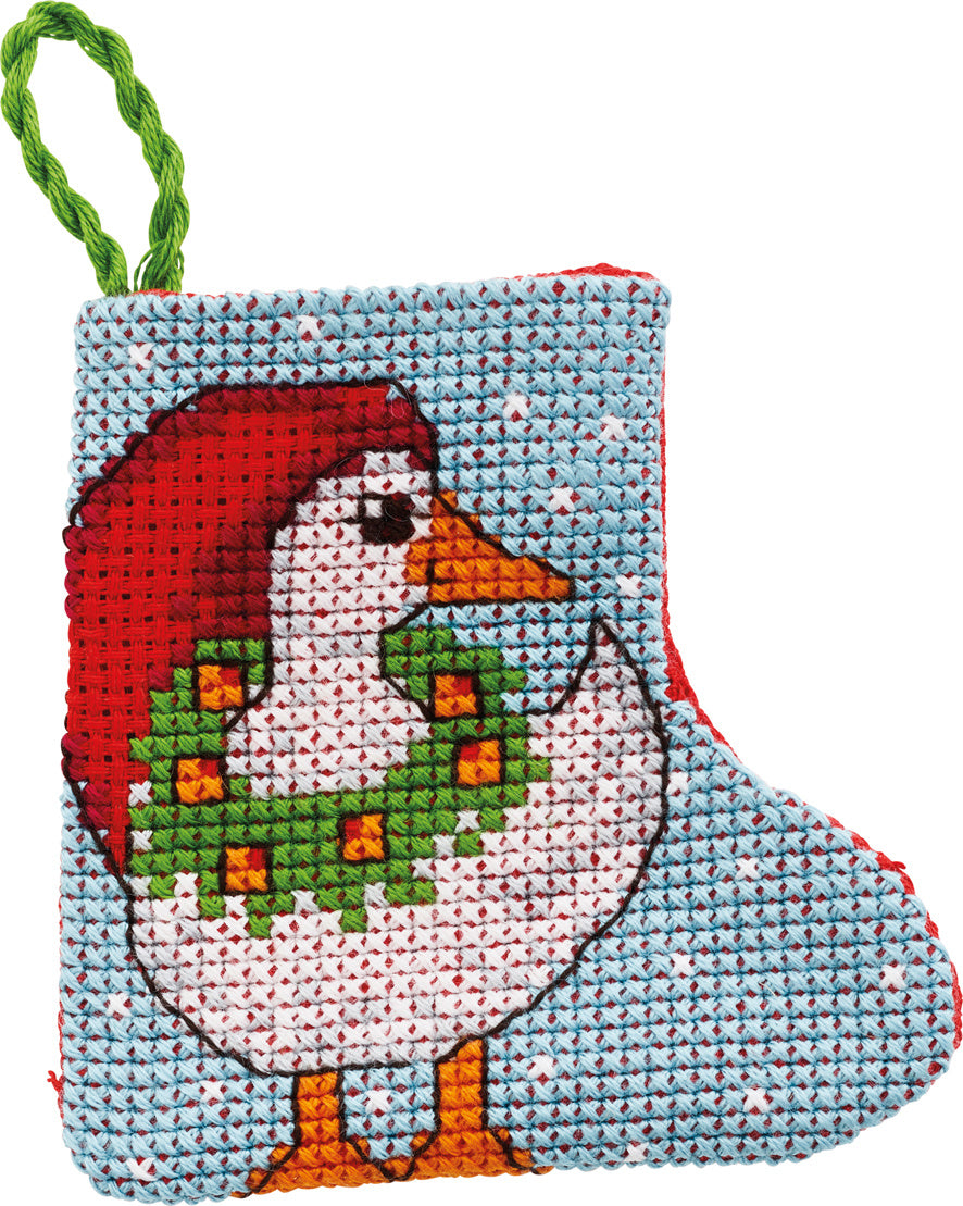 Julegåsen Lille Julestok – Broderikit (7 x 7 cm)