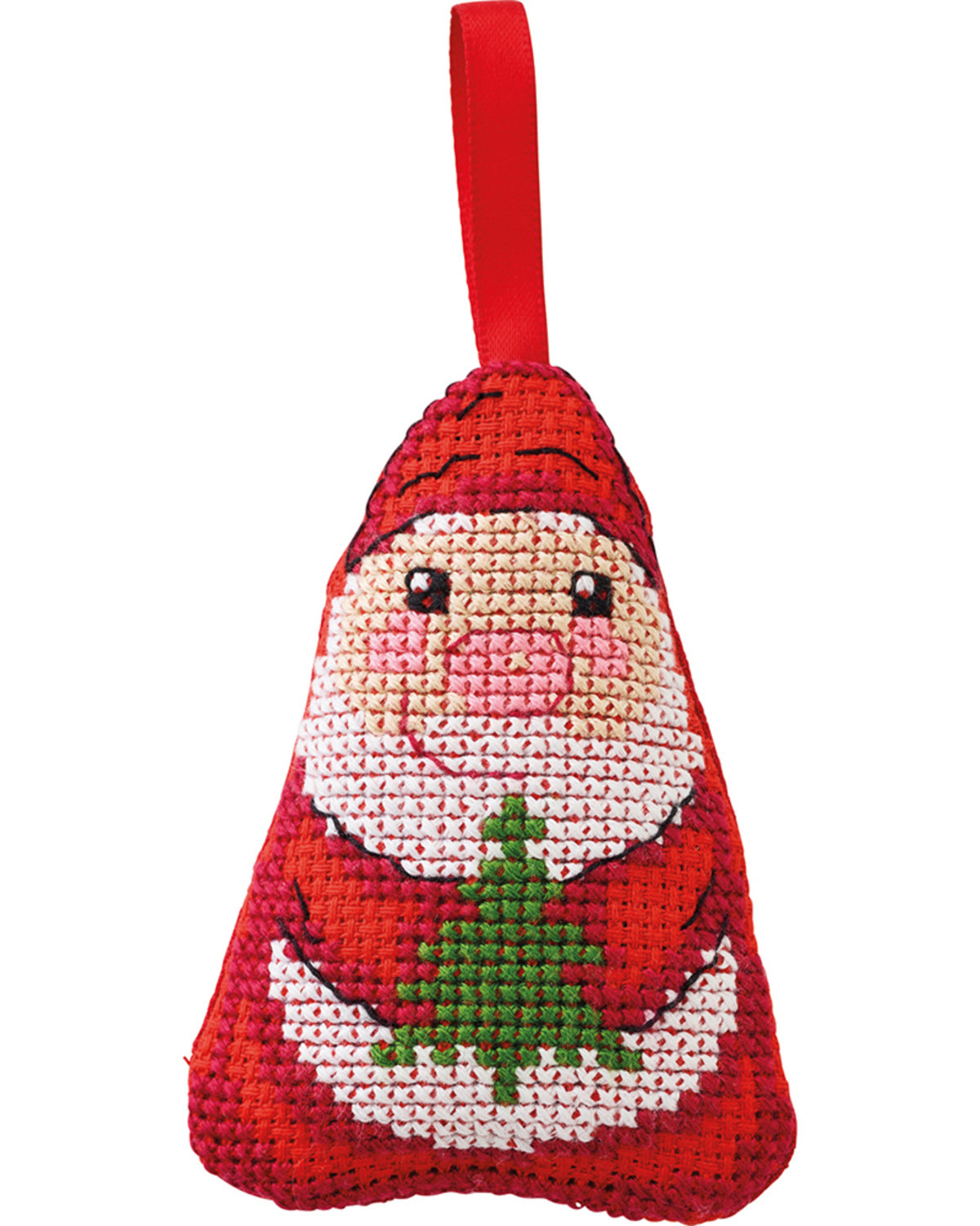 Julemand med grantræ Juleophæng – Broderikit (6 x 8 cm)