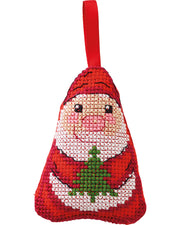 Julemand med grantræ Juleophæng – Broderikit (6 x 8 cm)