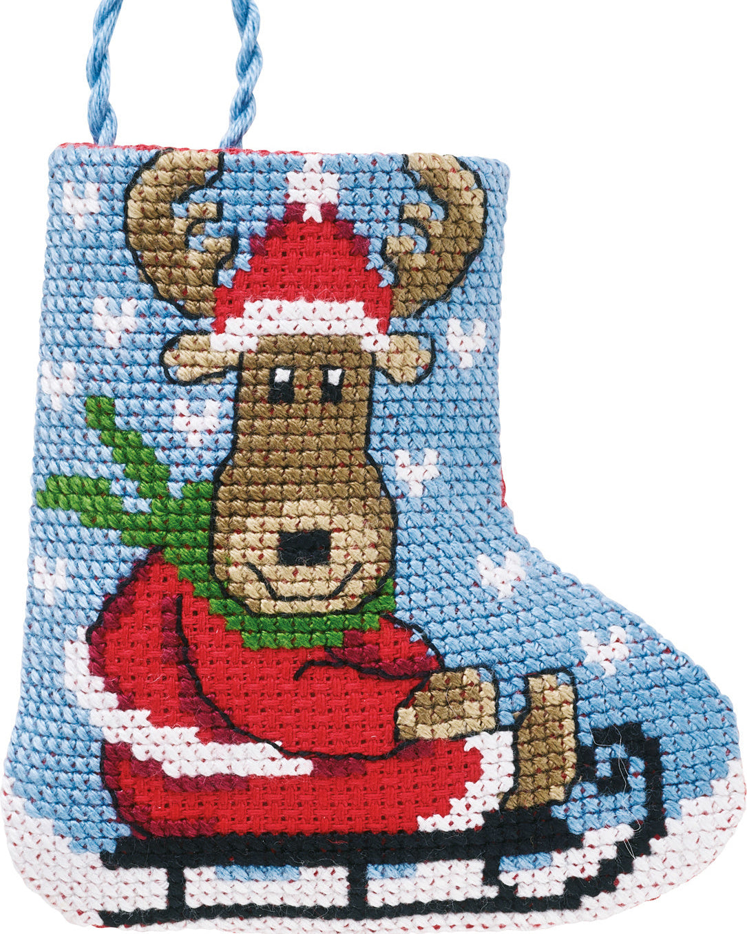 Elg kælk Lille Julestok – Broderikit (7 x 8 cm)