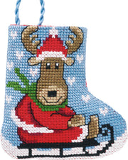 Elg kælk Lille Julestok – Broderikit (7 x 8 cm)