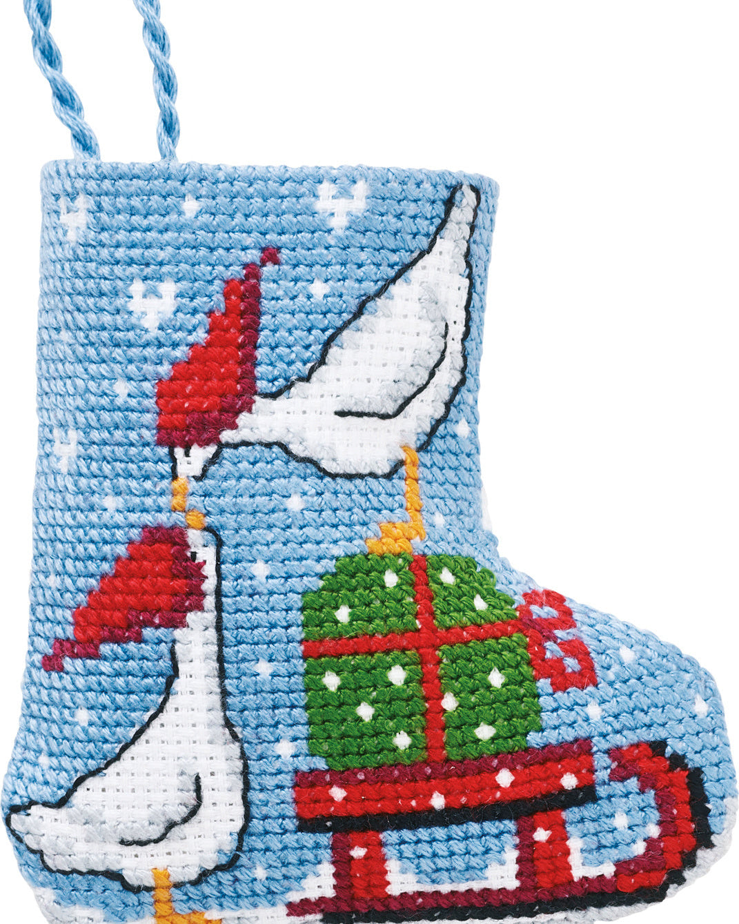 Gæs Lille Julestok – Broderikit (7 x 8 cm)
