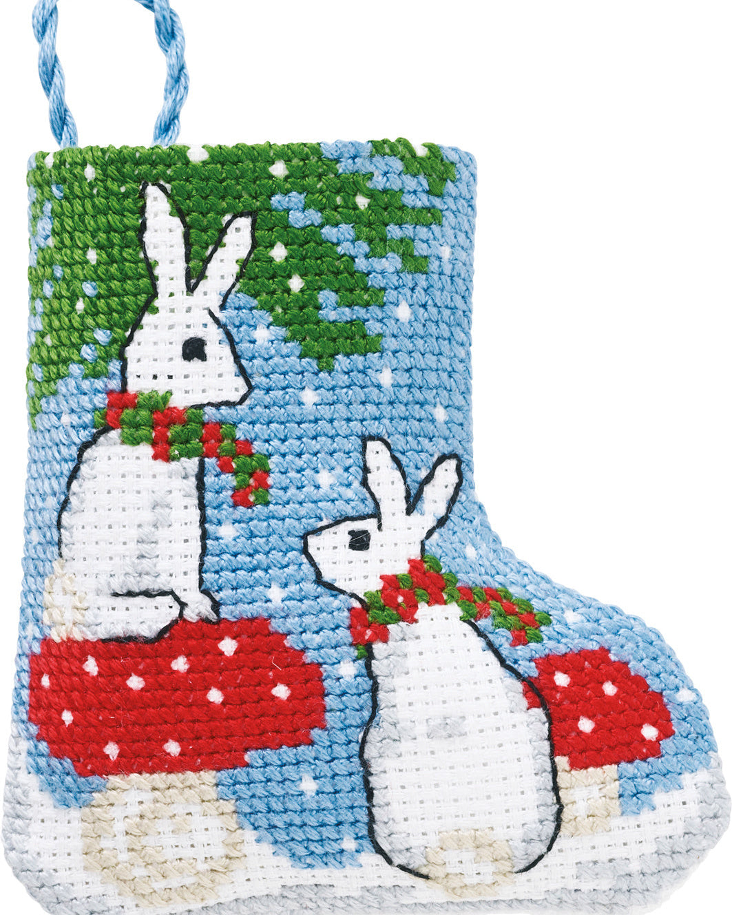 Kaniner Lille Julestok – Broderikit (7 x 8 cm)