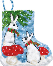 Kaniner Lille Julestok – Broderikit (7 x 8 cm)