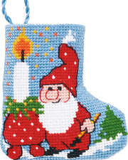 Lys/nisse Lille Julestok – Broderikit (7 x 8 cm)