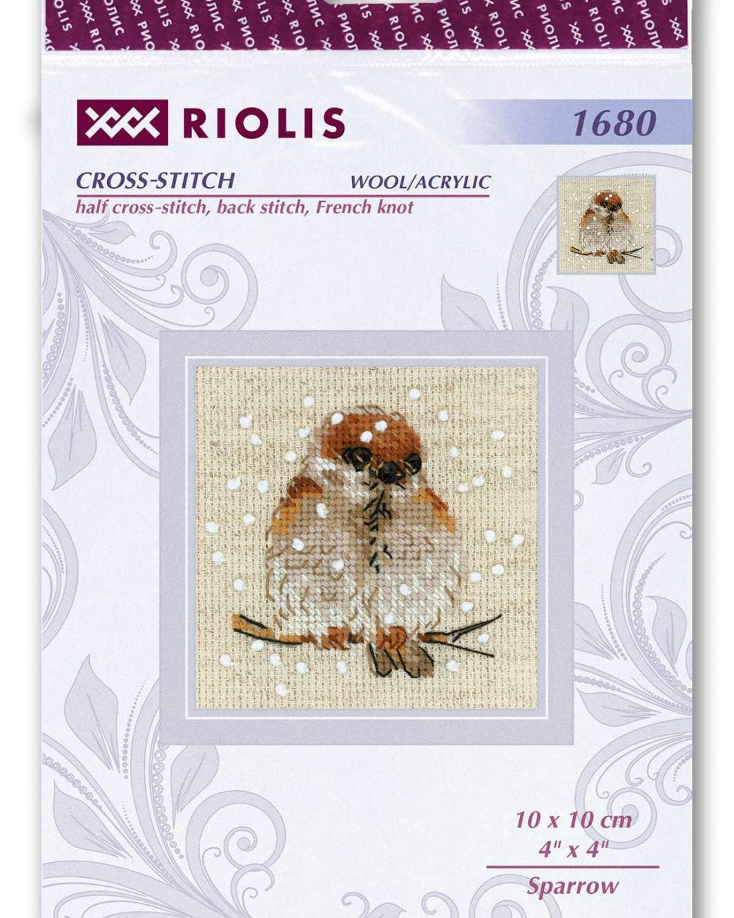 Spurv – RIOLIS Broderikit (10 x 10 cm)
