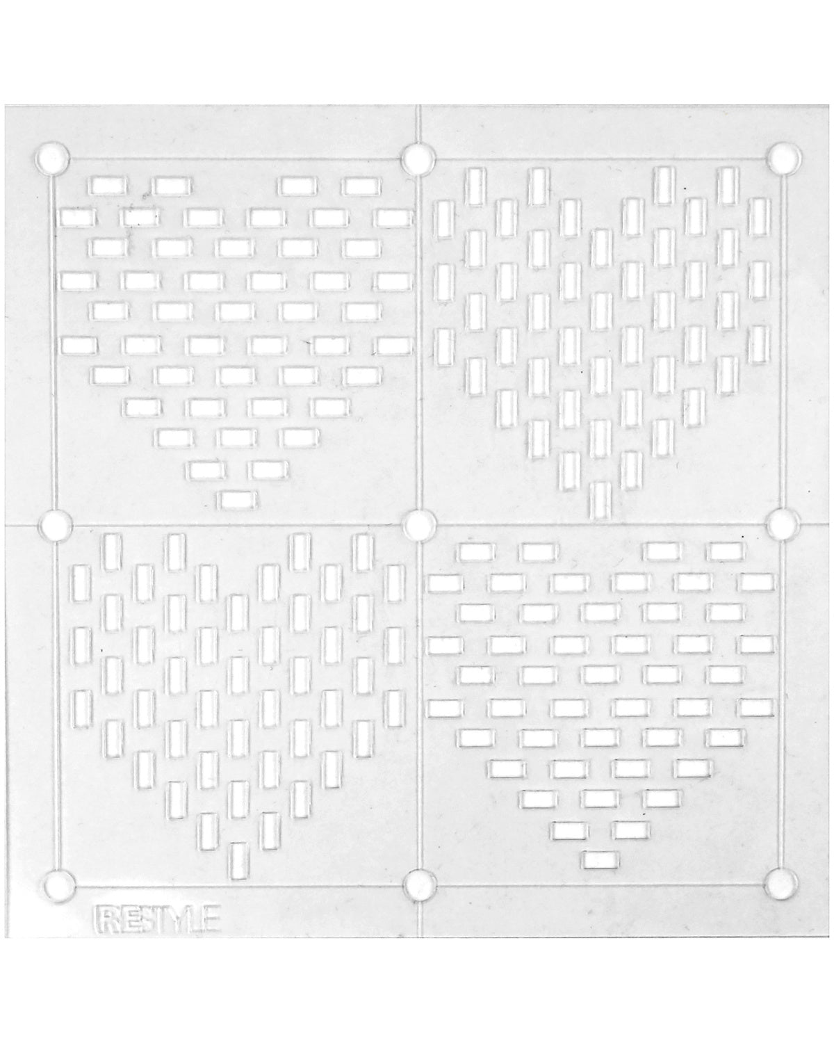Sashiko-skabelon med hjerter – 10 × 10 cm