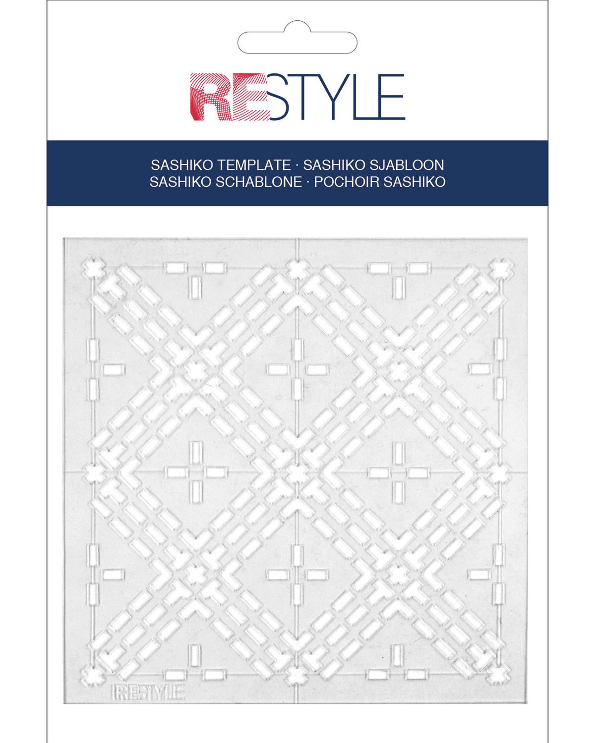 Sashiko-skabelon med diamanter – 10 × 10 cm