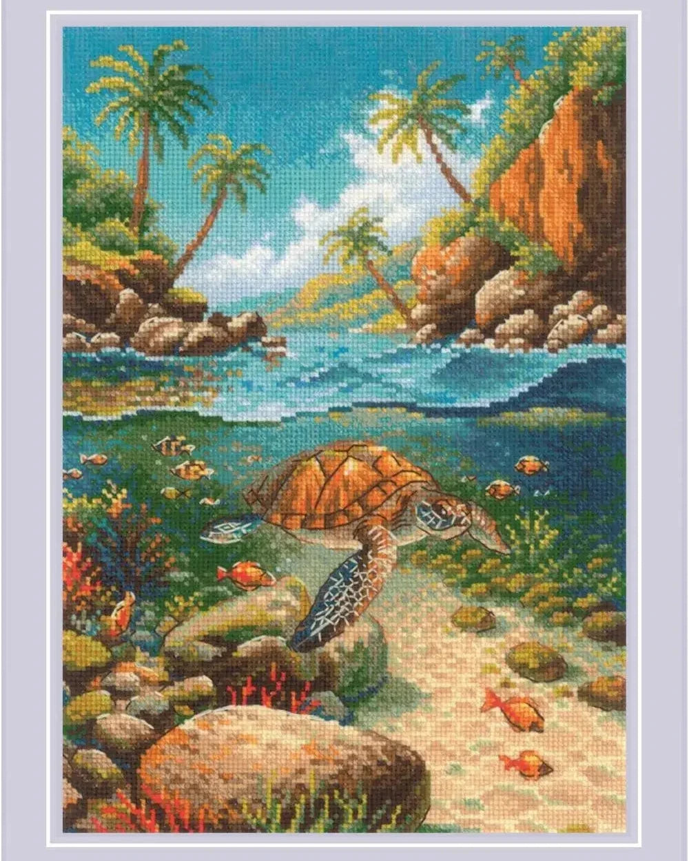 Skildpadde Under Vandet – RIOLIS Broderikit (21 x 30 cm)
