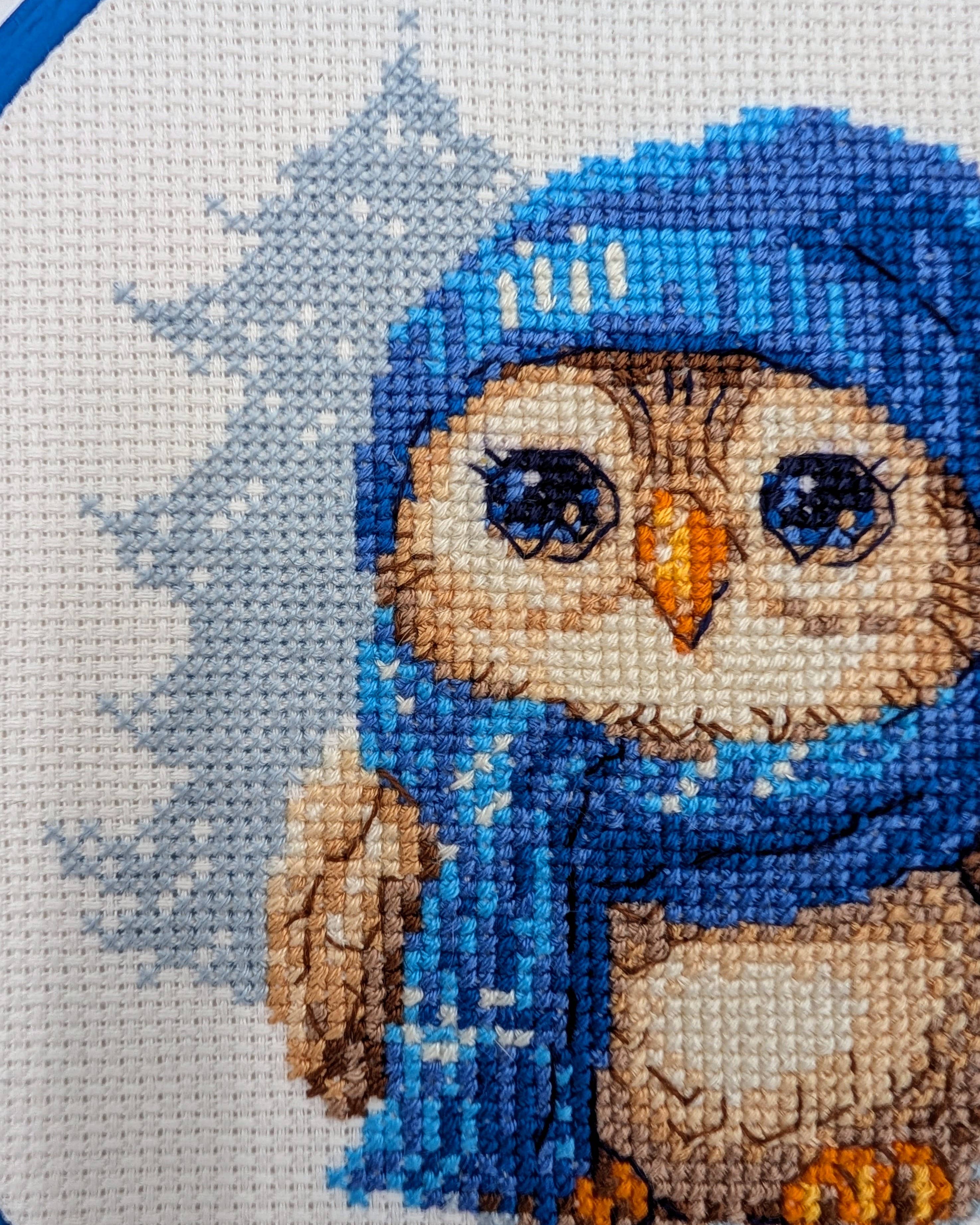 Vinter ugle - RIOLIS Broderikit (15x15 cm)