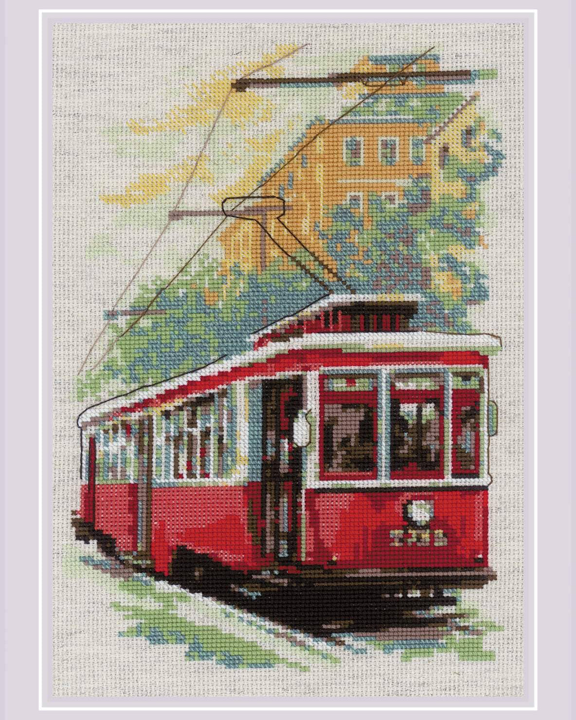 Gammel Sporvogn – RIOLIS Broderikit (21 x 30 cm)