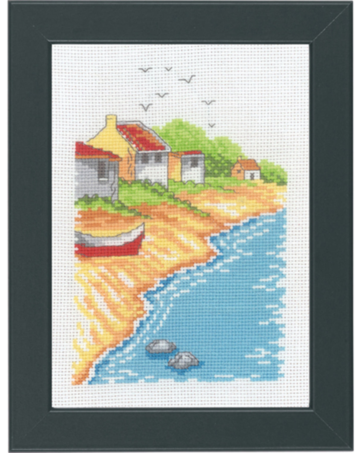 Strandhuse – Broderikit (10×15 cm)