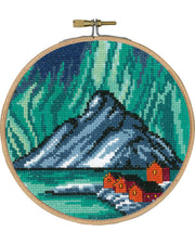 Nordlys Lofoten – Broderikit inkl. ramme (Ø 15 cm)
