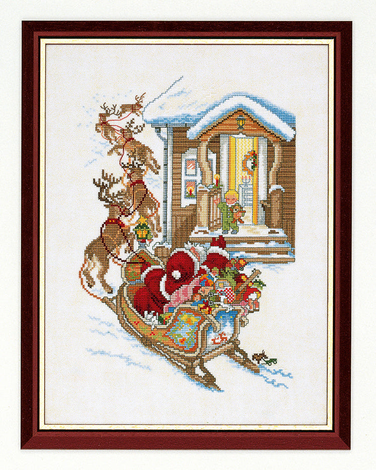 Nisse i kane Julebillede – Broderikit (30 x 40 cm)