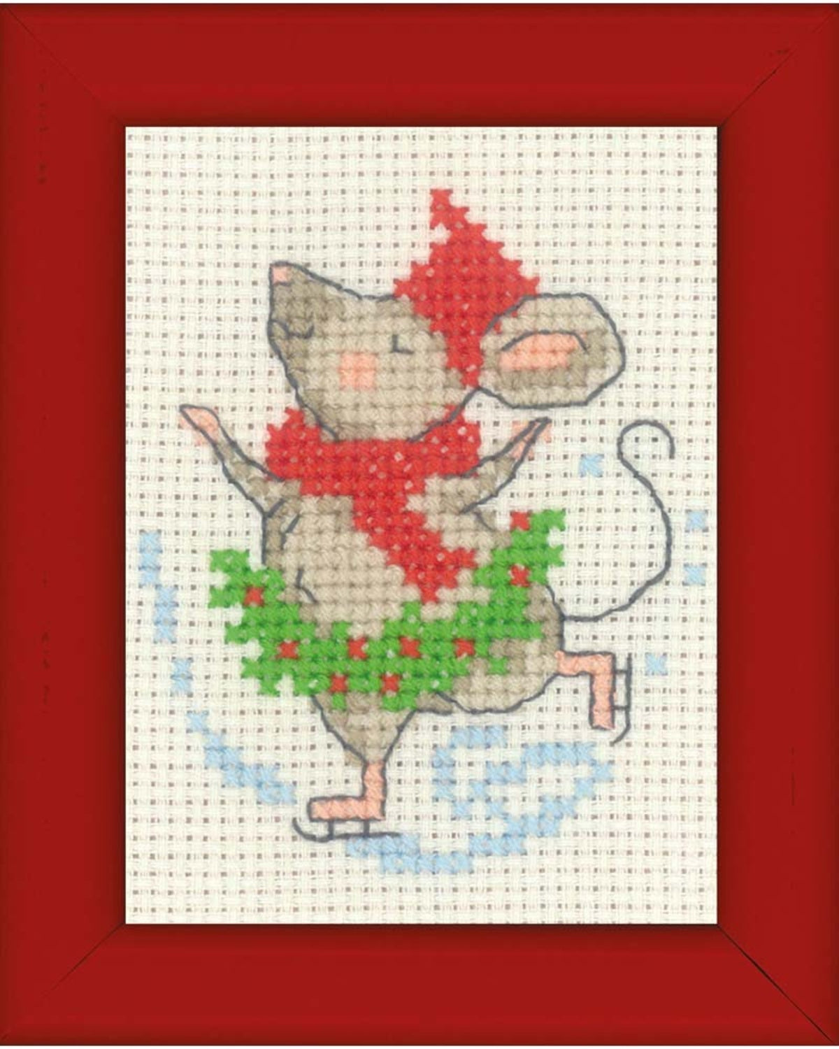 Mus Julebillede – Broderikit (6 x 8 cm)