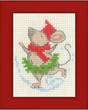 Mus Julebillede – Broderikit (6 x 8 cm)
