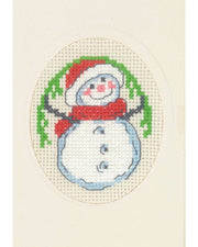 Julekort Snemand med kort – Broderikit (9 x 13 cm)
