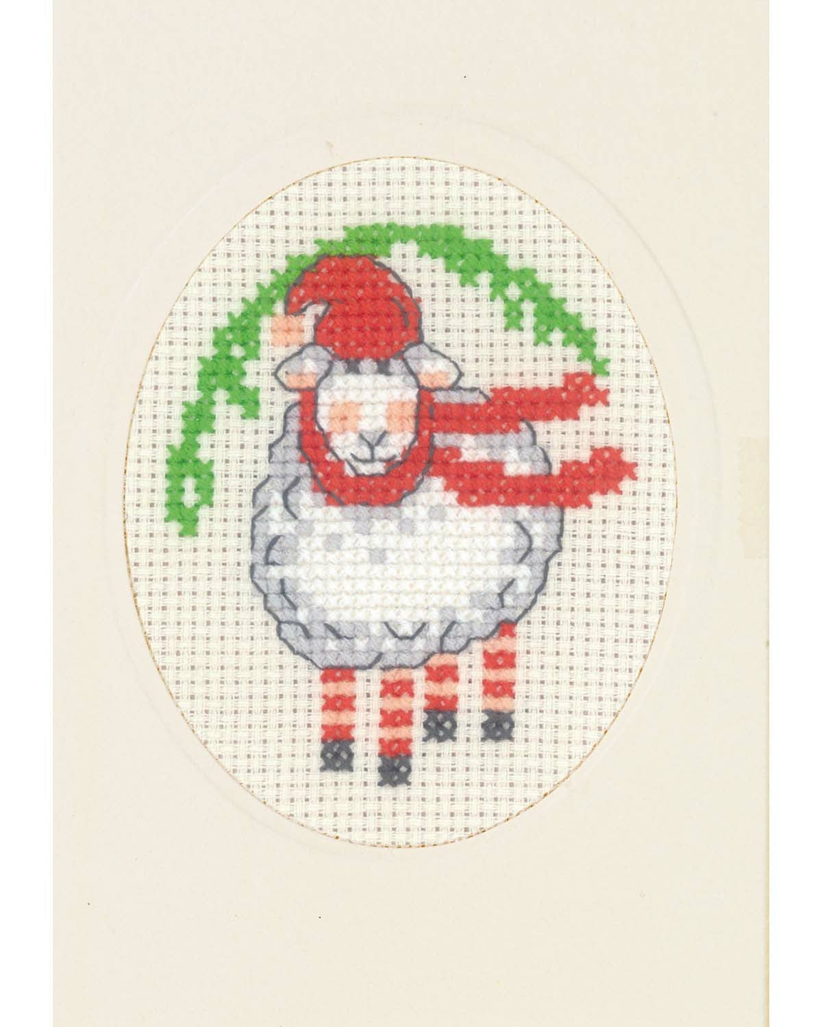 Julekort Får – Broderikit Julekort (9 x 13 cm)