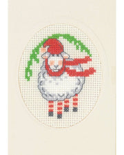Julekort Får – Broderikit Julekort (9 x 13 cm)