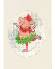 Julekort Gris med kort – Broderikit (9 x 13 cm)