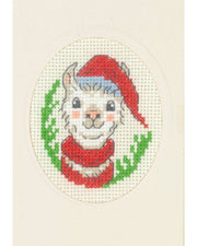 Julekort Alpaka med kort – Broderikit (9 x 13 cm)