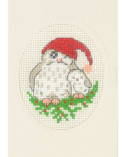 Julekort med Ugle – Broderikit (9 x 13 cm)