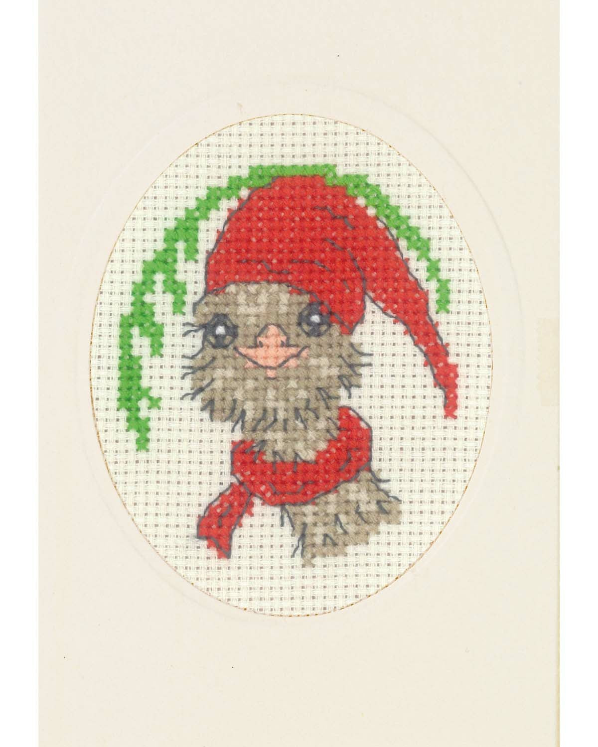 Julekort Struds med kort – Broderikit (9 x 13 cm)