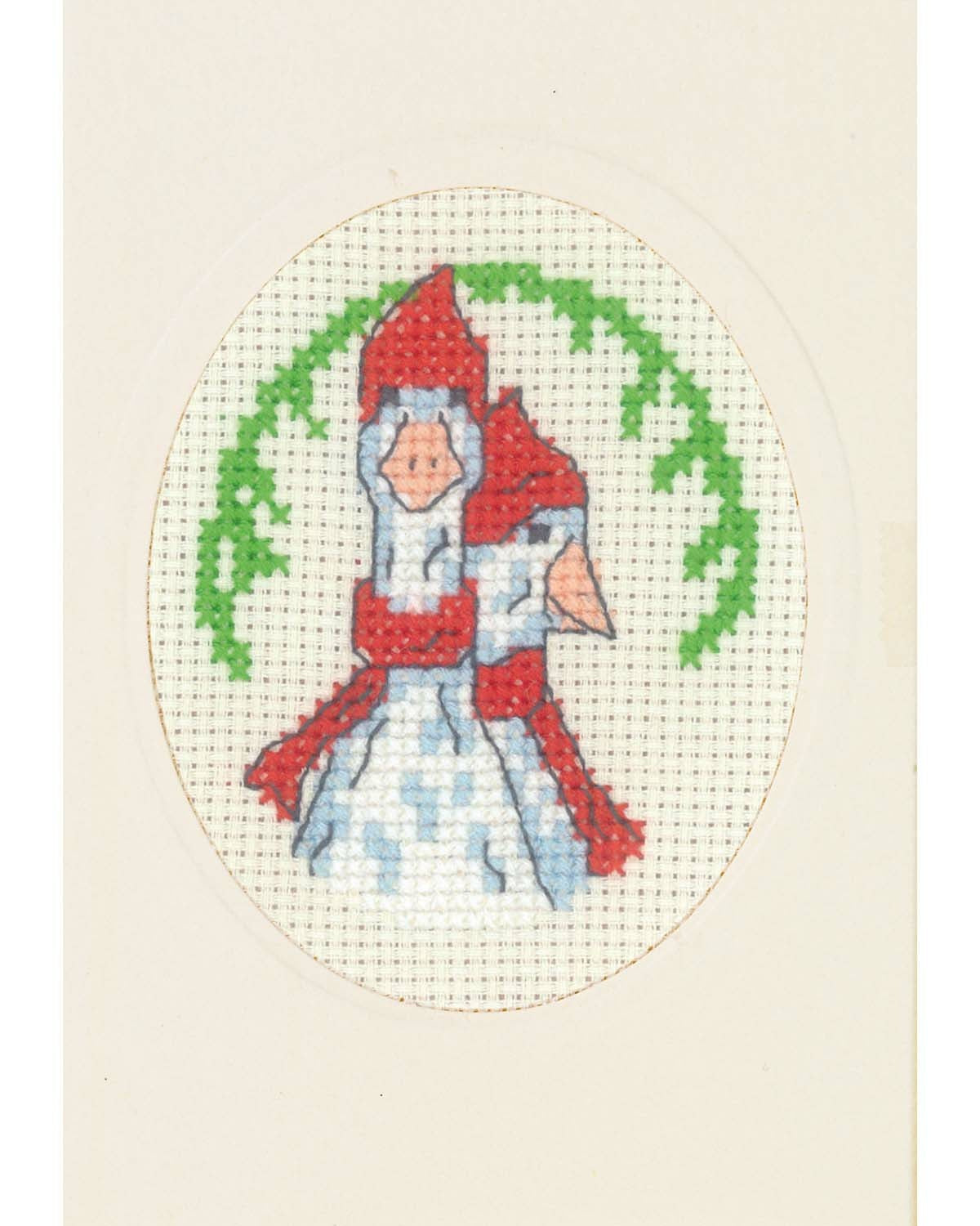 Julekort Gæs med kort – Broderikit (9 x 13 cm)