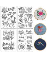 Vandopløselige Broderimønstre – Håndarbejde Motiver (4 ark, A4)