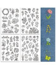 Vandopløselige Broderimønstre – Blomster (4 ark)