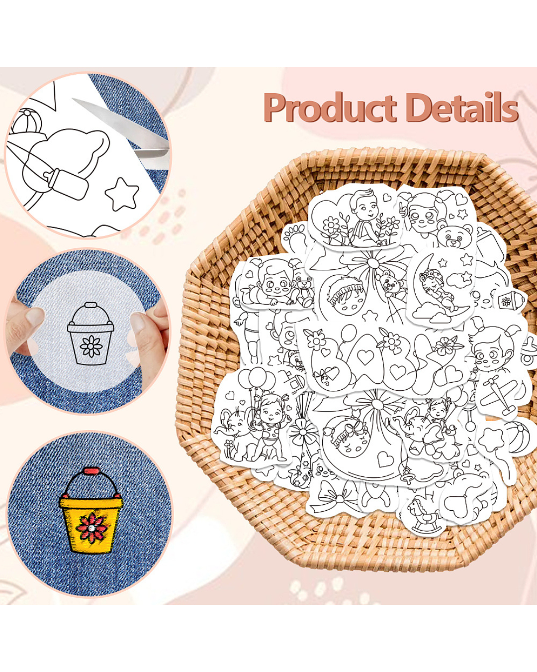 Vandopløselige Broderimønstre – Baby Motiver (4 ark)