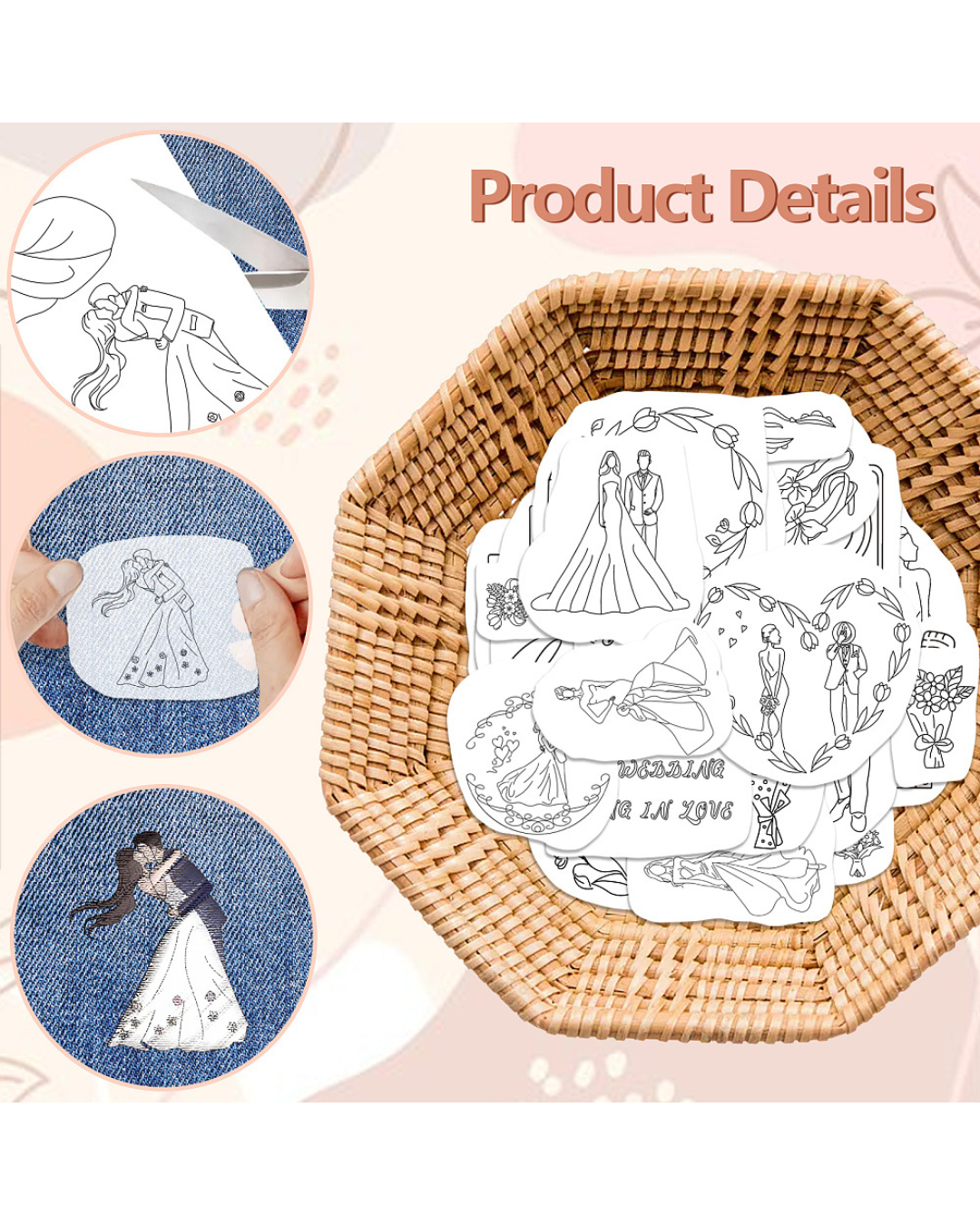 Vandopløselige Broderimønstre – Bryllup (4 ark)