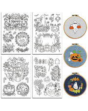 Vandopløselige Broderimønstre – Halloween motiver (4 ark)