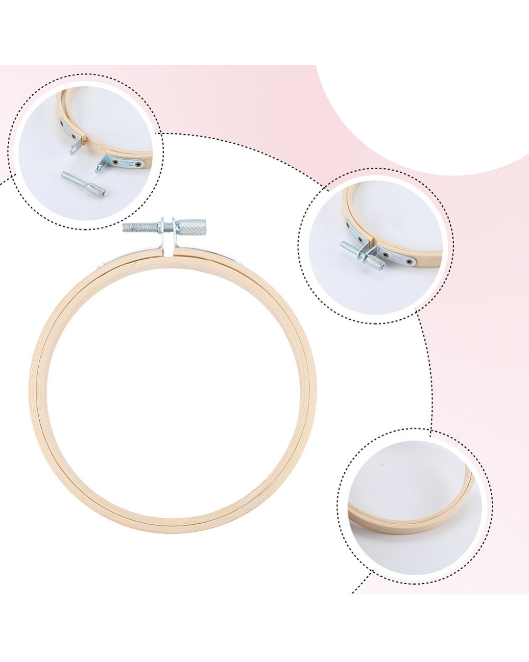 Rund Bambus Broderiramme – (Ø9,5 cm indvendigt)
