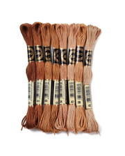 Broderigarn – 8 Dukker i Brune Nuancer