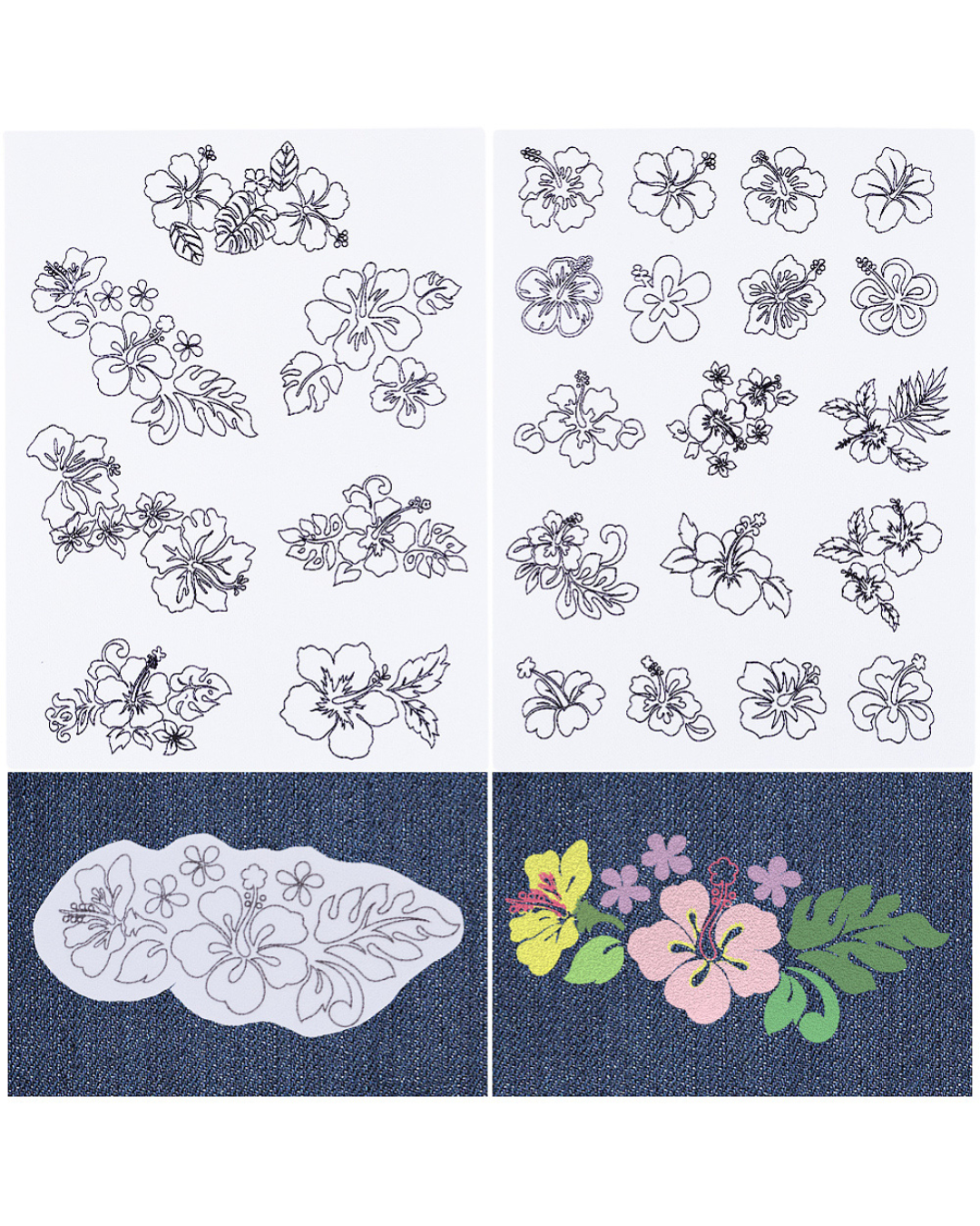 Vandopløselige Broderimønstre – Blomster (2 ark)