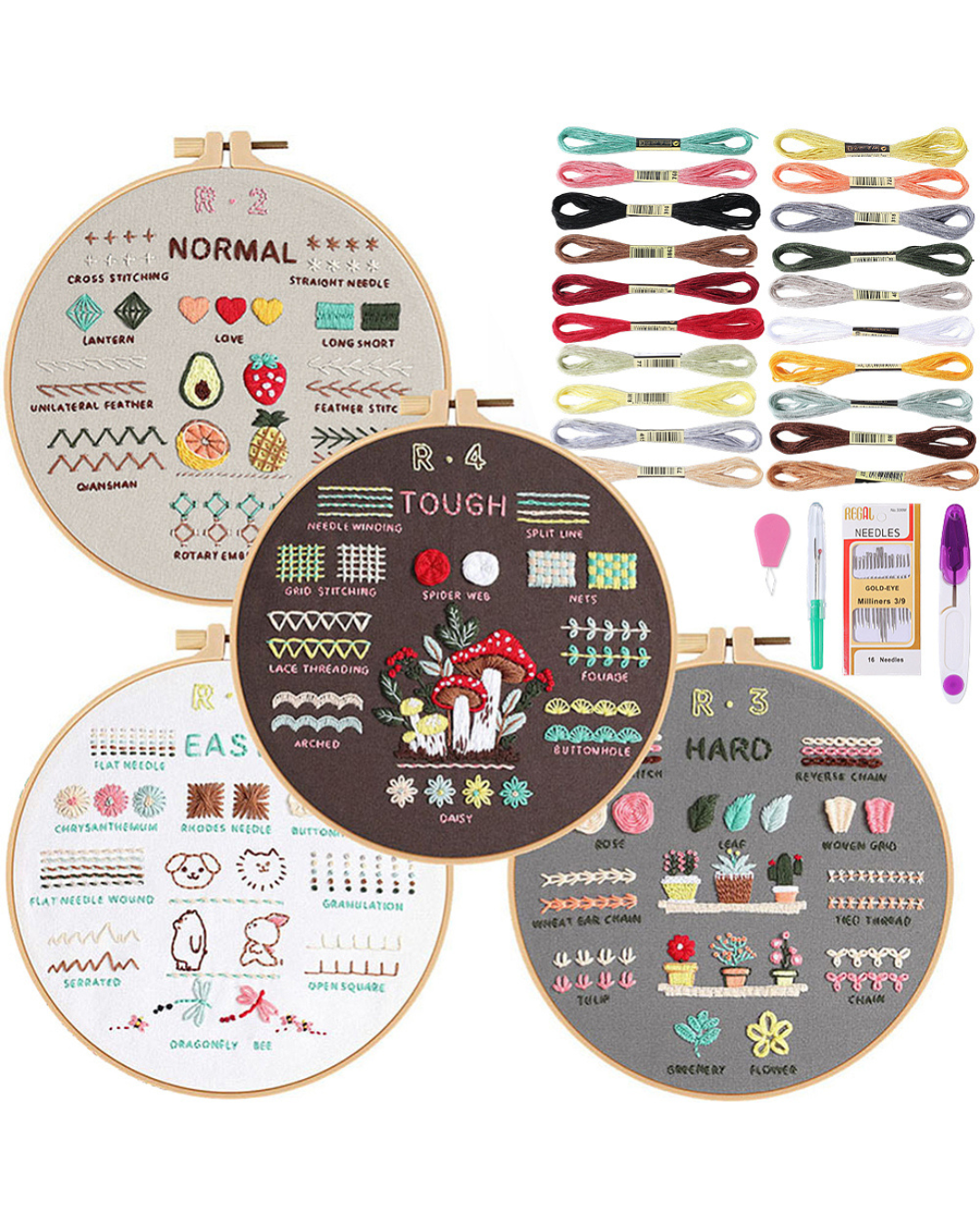 Broderisæt til Begyndere – Mønstrede Motiver med Broderiramme