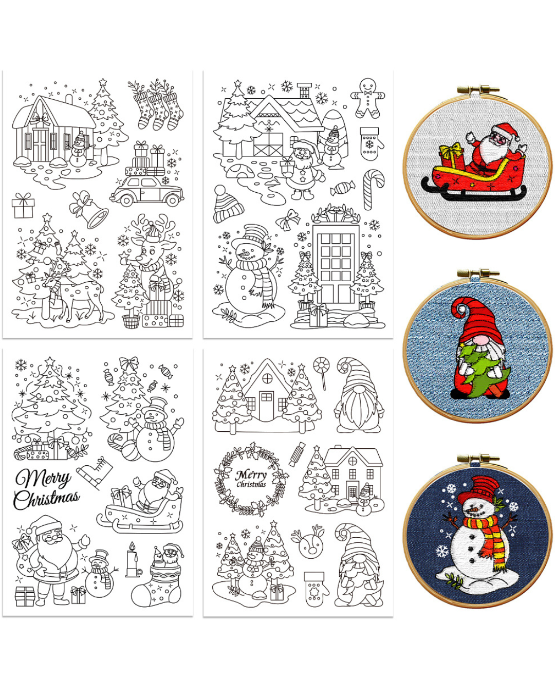 Vandopløselige Broderimønstre – Jul (4 ark, A4)