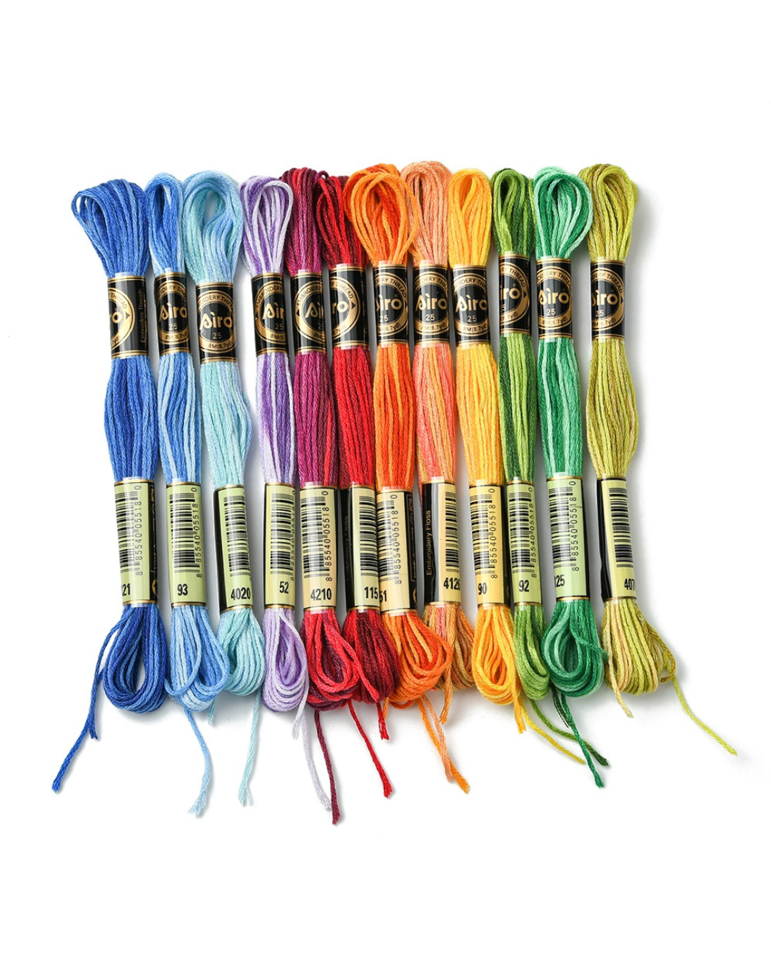Broderigarn – 12 Dukker Polyester, Regnbuefarver
