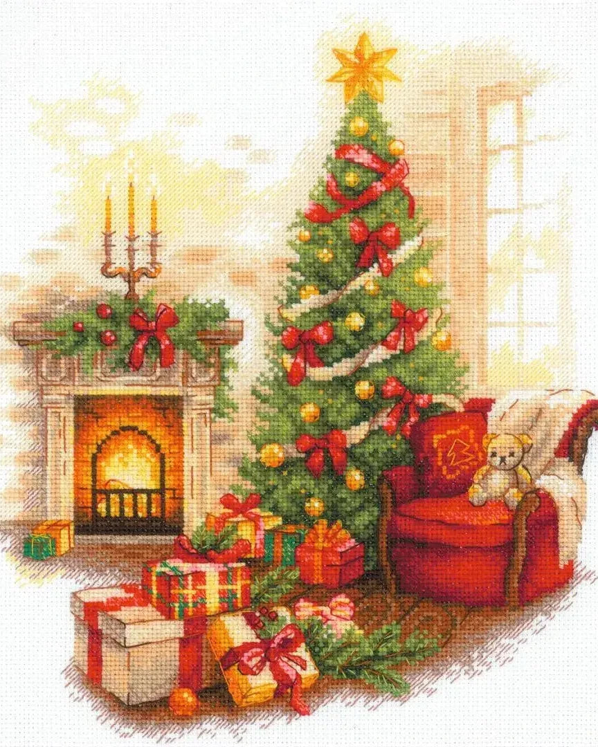 Julefred i Stuen – RIOLIS Broderikit (30 x 30 cm)