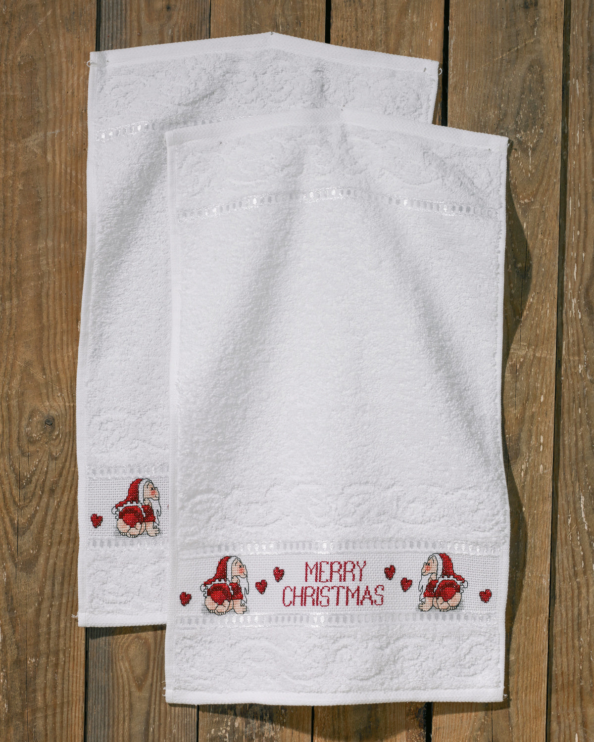 Merry Christmas Håndklæde – Broderikit (30 x 50 cm) 2 stk.