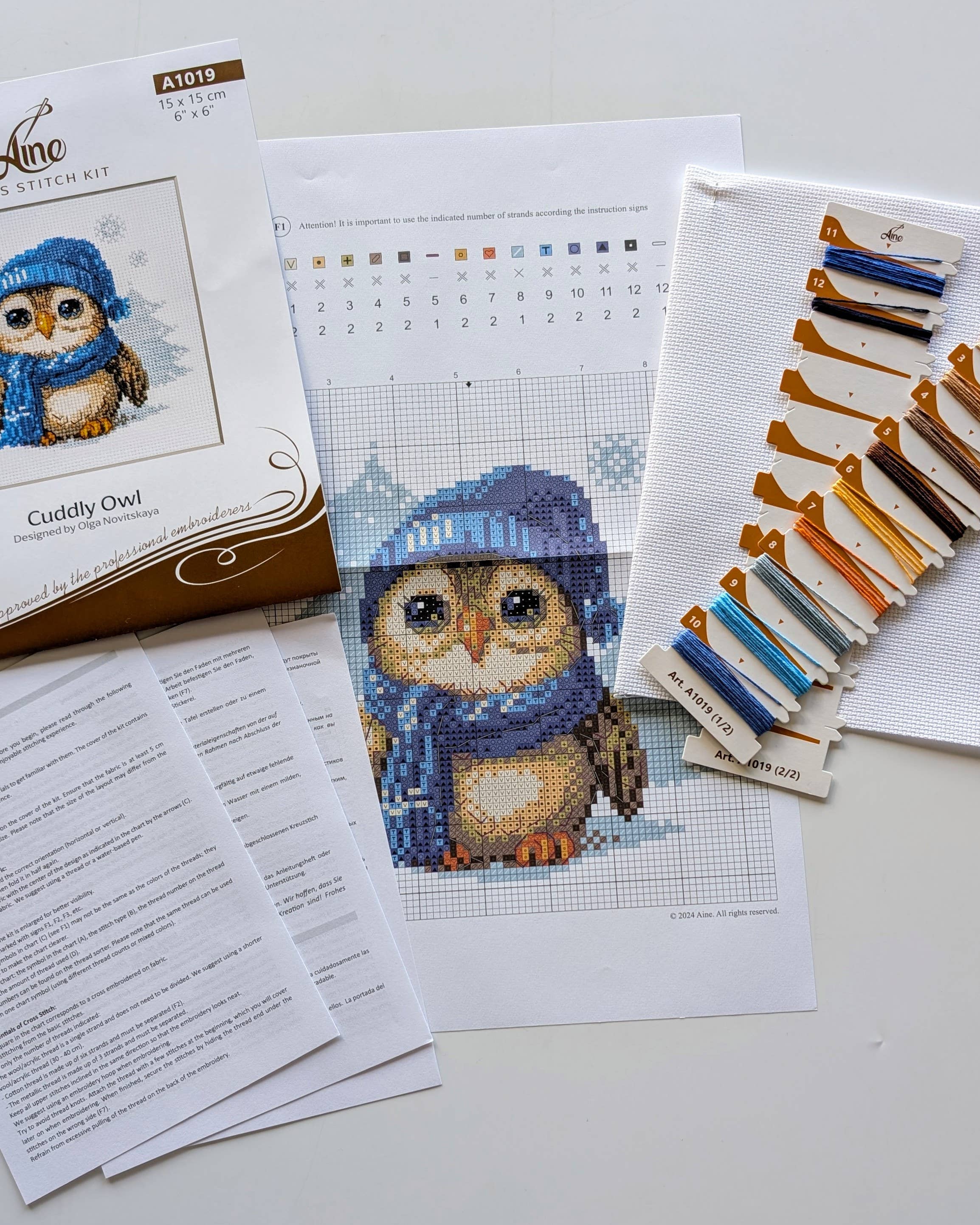 Vinter ugle - RIOLIS Broderikit (15x15 cm)