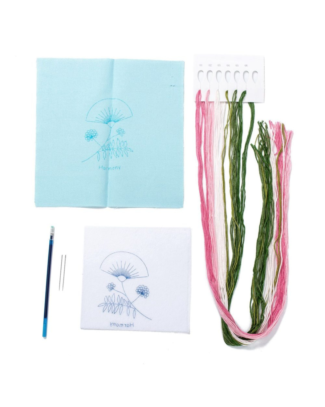 Blomstermotiv - Broderikit (2 stk. stof)