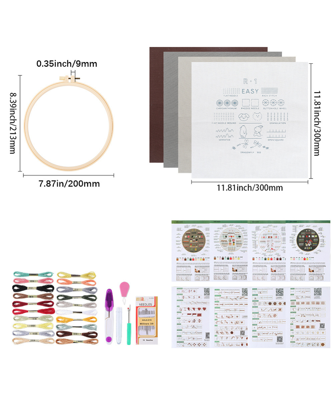 Broderisæt til Begyndere – Mønstrede Motiver med Broderiramme