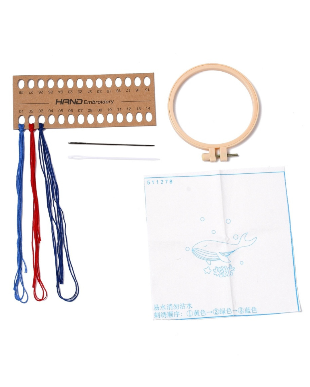 Hval – Broderikit (Ø11 cm) inkl. ramme