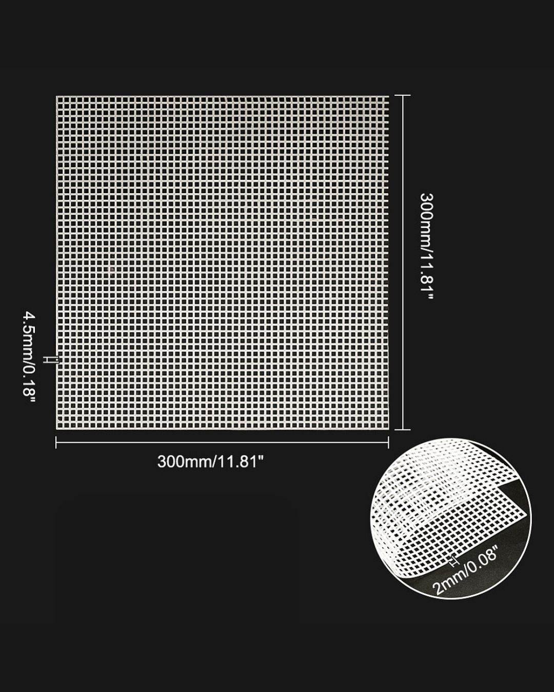 Plastik Væv / Mesh Canvas – Hvid (30x30 cm)